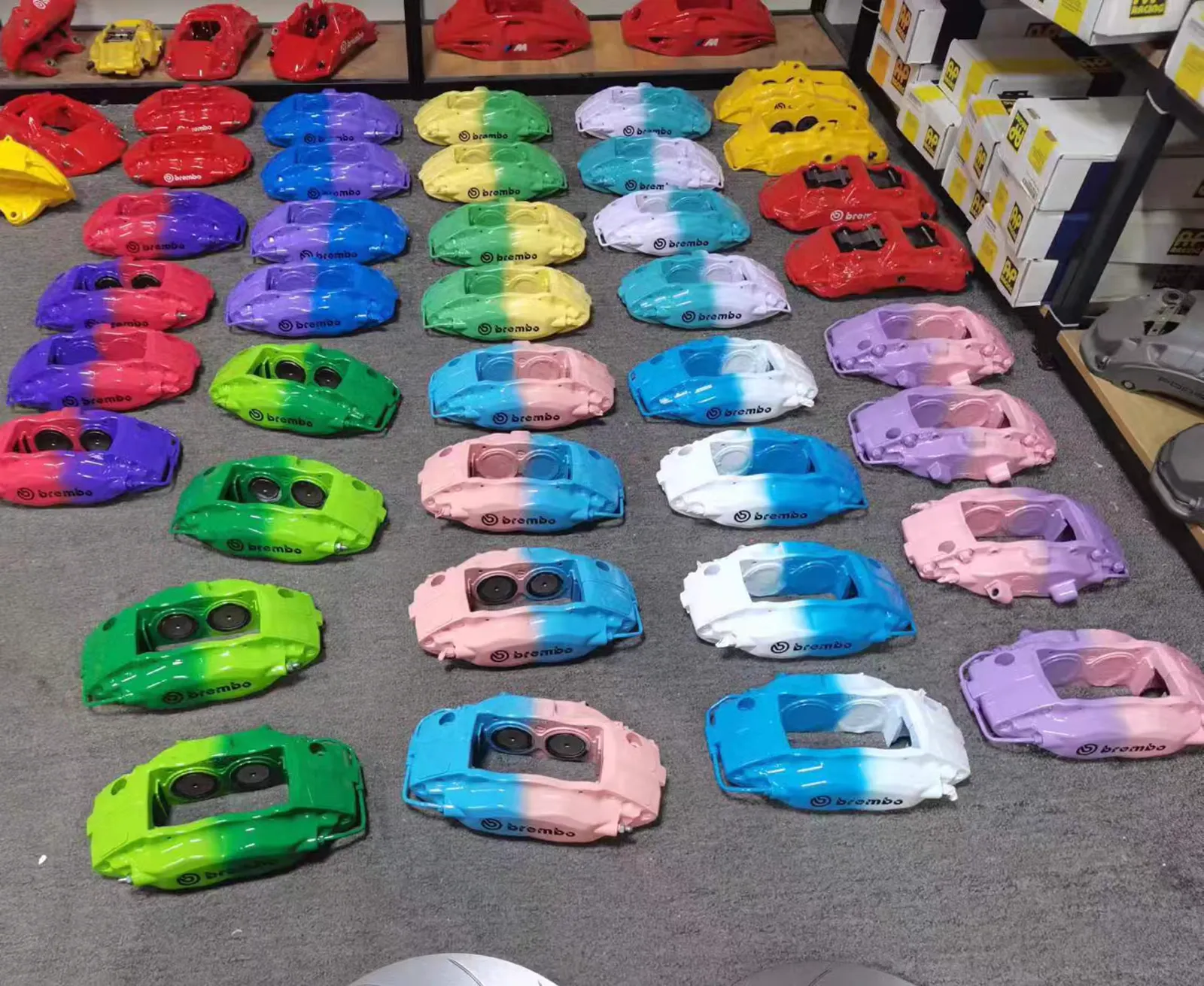 Brake calipers in multiple custom colors