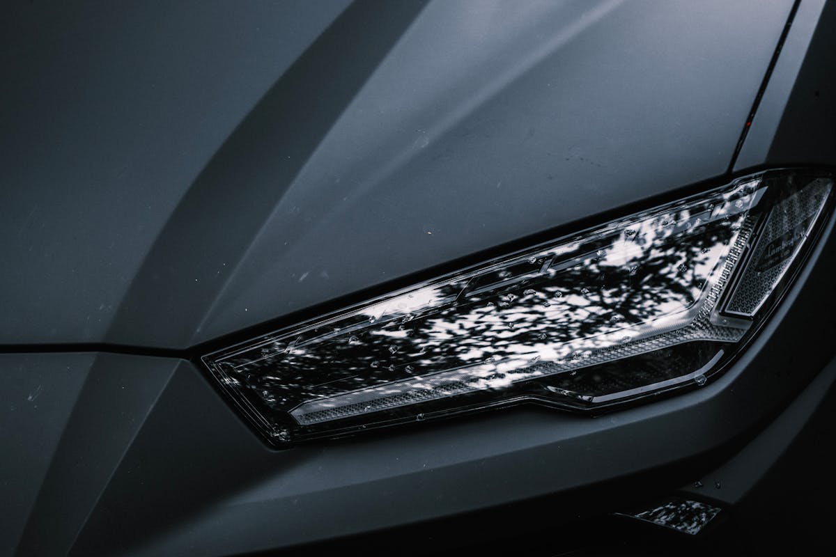 Close-up inspection of an automotive headlight lens and housing