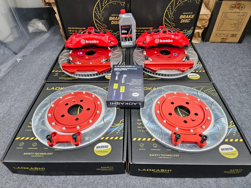 Red Brembo brakes kit with calipers and rotors