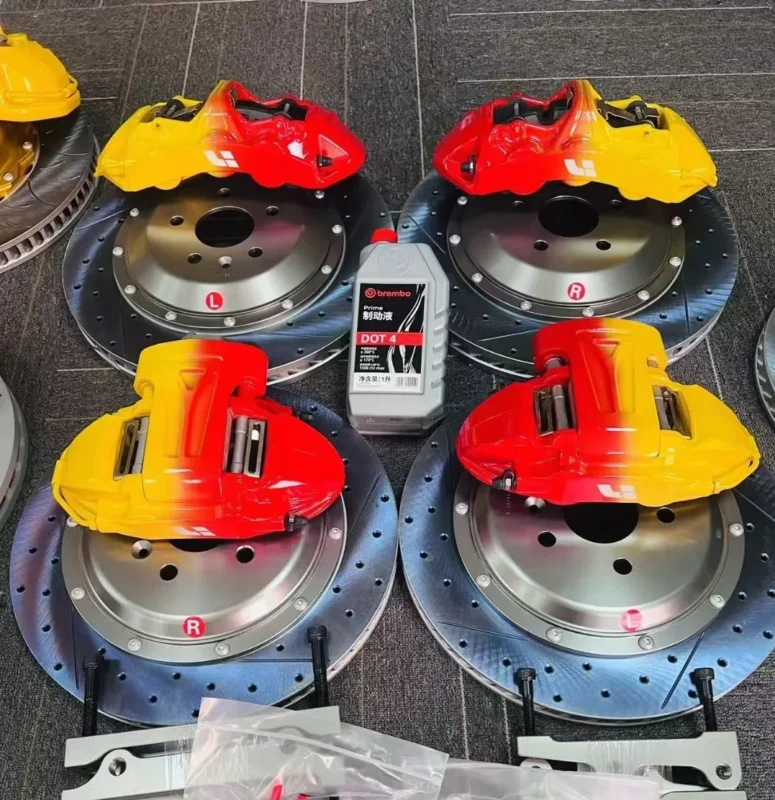 Toyota Corolla GT6 six piston brake caliper kit with pads rotors hoses and custom brackets