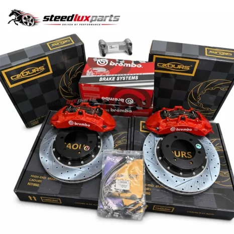 V6 six piston front brake caliper kit with matched brake disc and hose