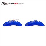 Toyota Harrier front brake caliper kit with two calipers, brackets, rotors, pads and hoses on a white background