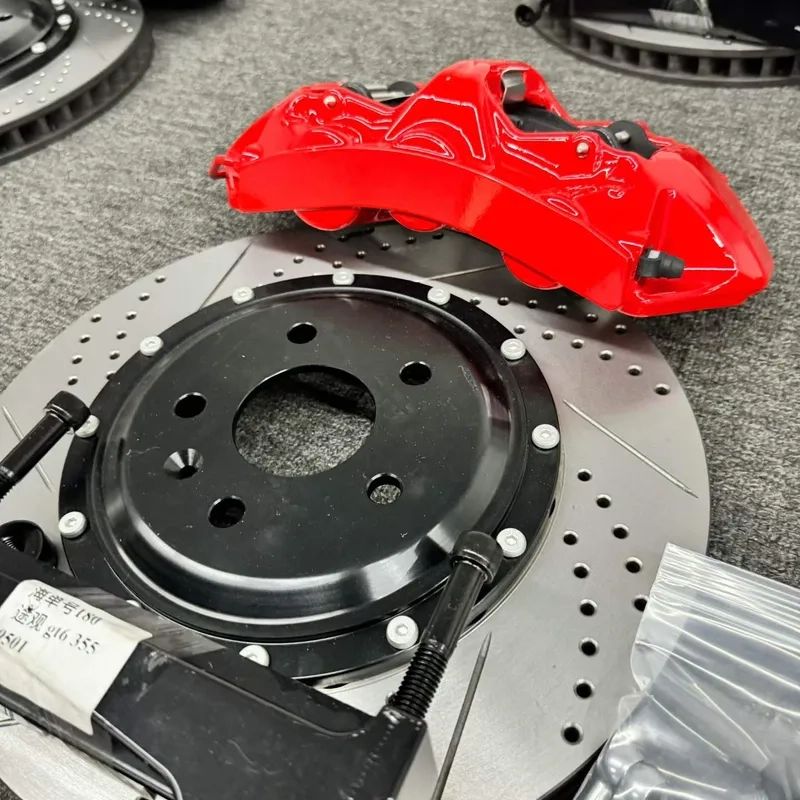 BMW F34 GT6 front six-piston brake calipers with rotors and mounting components